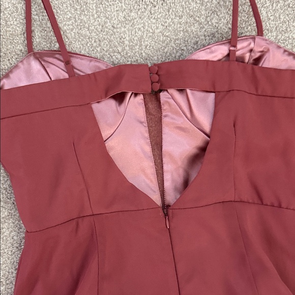 NWT Lulus Stunning Grace Dusty Rose Back Cut Out Front Slit Maxi Dress Large - Picture 5 of 16